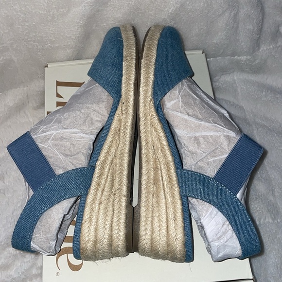 NWT LifeStride KIMMIE Blue Denim Raffia Espadrille Wedge Sandal - Picture 14 of 16